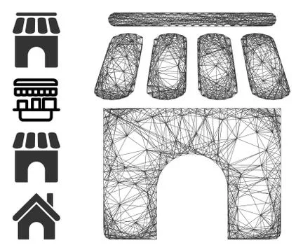 Linear Shop Building Vector Mesh Ilustración de archivo