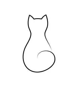 Linear silhouette of a cat. Cat logo Stock Illustration