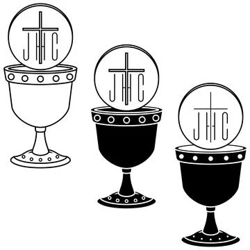Linear silhouette of eucharistic cup. Stock Illustration