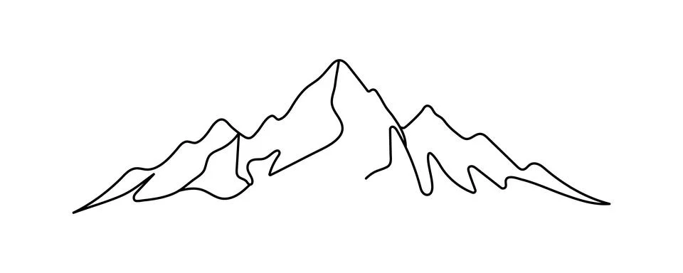 Linear silhouette of mountains Editable stroke Stock Illustration