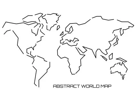 Linear silhouette World Map. Outline minimal style design 스톡 일러스트