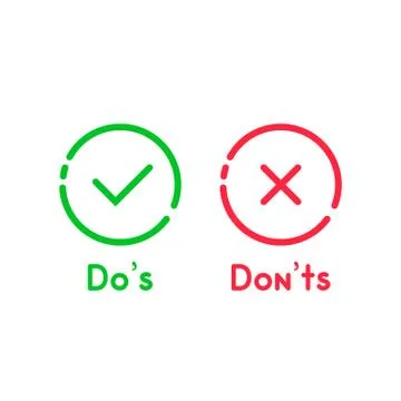 Linear simple cartoon dos and donts icon Stock Illustration