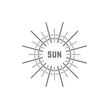 Linear simple gray sun logo Stock Illustration