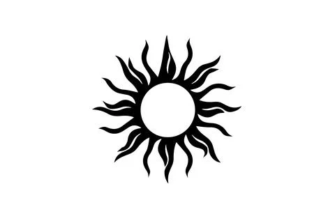 Linear Simple Vintage Sun Icon: Simple Vector Logotype Illustration. Stock Illustration