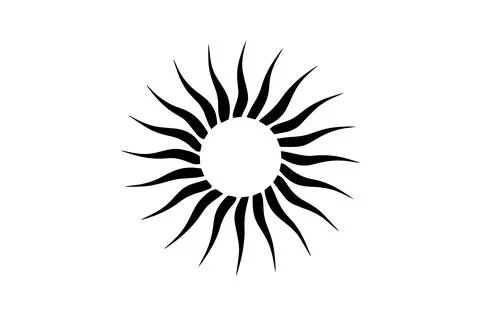 Linear Simple Vintage Sun Icon: Simple Vector Logotype Illustration. Stock Illustration