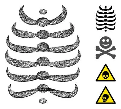 Linear Skeleton Ribs Vector Mesh Stock Illustration