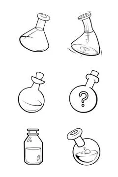 Linear sketch flask Stock Illustration