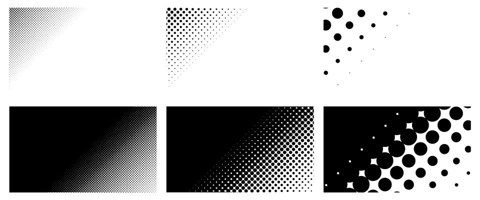 Linear Slanted Halftone Patterns Collection - vector illustration Stock Illustration