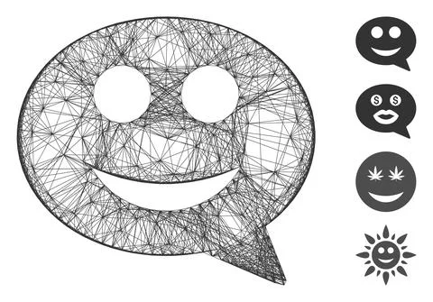 Linear Smile Smiley Message Vector Mesh Stock Illustration