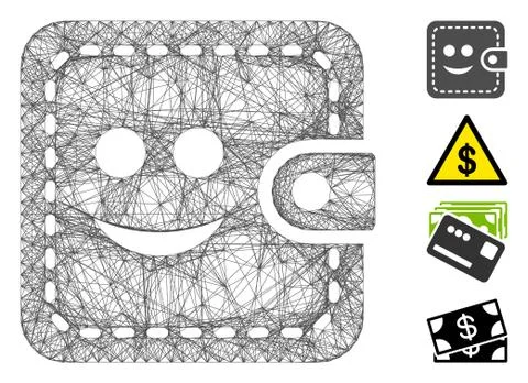 Linear Smiled Wallet Vector Mesh 스톡 일러스트