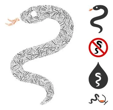 Linear Snake Icon Vector Collage Stock Illustration