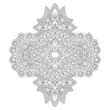 Linear solar pattern with symbols of nature Stock Illustration