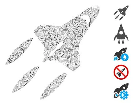 Linear Space Shuttle Icon Vector Collage Stock Illustration