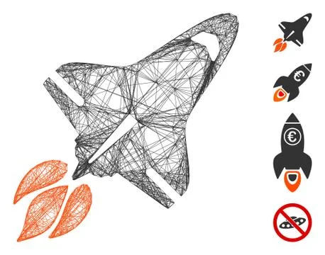Linear Space Shuttle Vector Mesh Stock Illustration