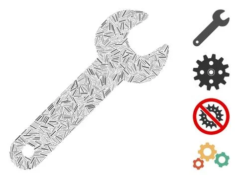Linear Spanner Icon Vector Collage Stock Illustration