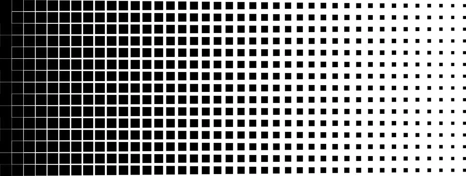 Linear square gradient, black halftone transition, abstract block pattern Illustrazione stock
