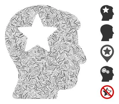 Linear Star Head Icon Vector Mosaic Stock Illustration