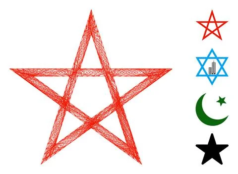 Linear Star Pentagram Vector Mesh Illustrazione stock