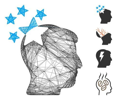 Linear Stars Hit Head Vector Mesh イラスト素材