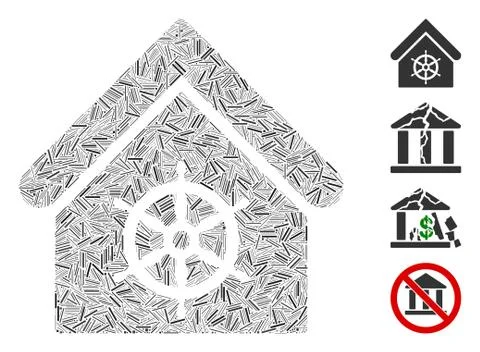 Linear Steering Wheel House Icon Vector Collage Ilustração Stock