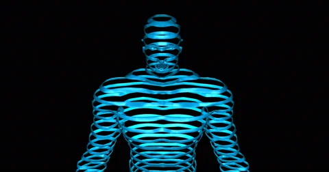 Linear  stripped 3d man, rendered as 3d contour slices Stock Footage 68762549