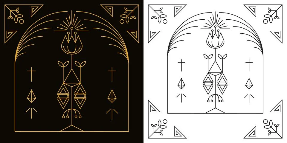 Linear style art frame vector 스톡 일러스트