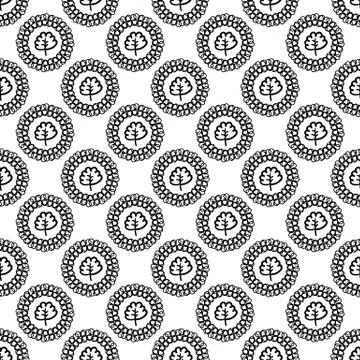 Linear style background with ornate plants. Stock Illustration