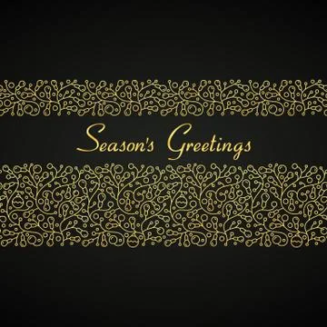 Linear style golden Christmas pattern Stock Illustration