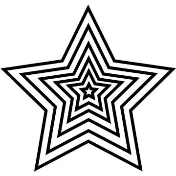 Linear symbol of a five-pointed star from small to large centered, logo, vect Illustrazione stock