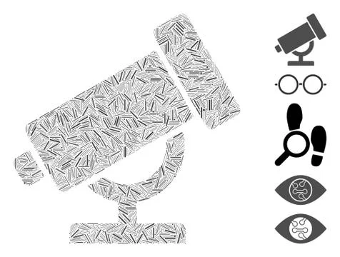 Linear Telescope Icon Vector Collage Stock Illustration