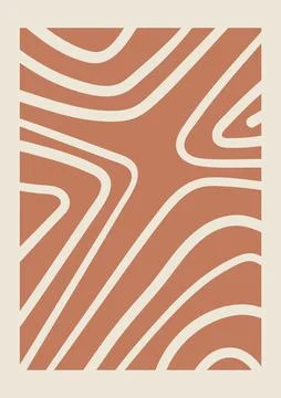 Linear template with abstract shapes in nude color Stock Illustration