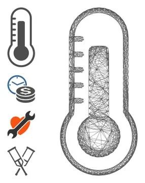 Linear Thermometer Vector Mesh Stock Illustration