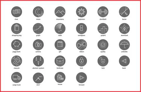 Linear thin icons symbols set.Linear thin icons symbols set. Vector il... Stock Photos