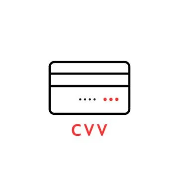 Linear thin line credit card with cvv Illustrazione stock