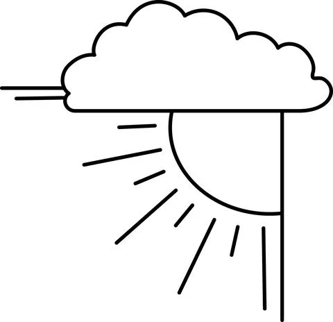 Linear, thin outline. rain and clouds weather corner left corner Stock Illustration