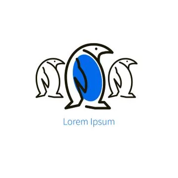 Linear three penguin icon Stock Illustration