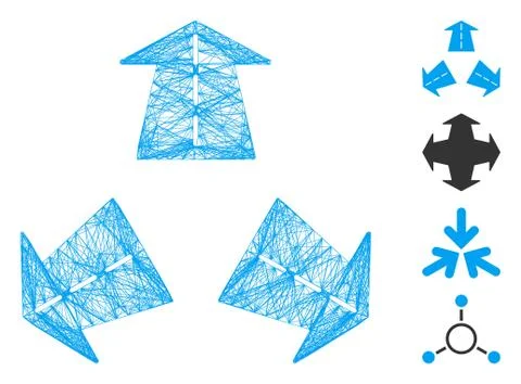 Linear Three Road Directions Vector Mesh Stock Illustration