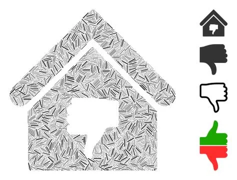 Linear Thumb Down Building Icon Vector Collage Ilustración de archivo