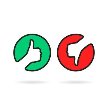 Linear thumbs up and down round logo Stock Illustration