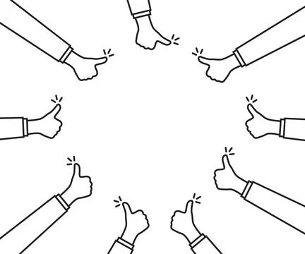 Linear thumbs up around the empty place Stock Illustration
