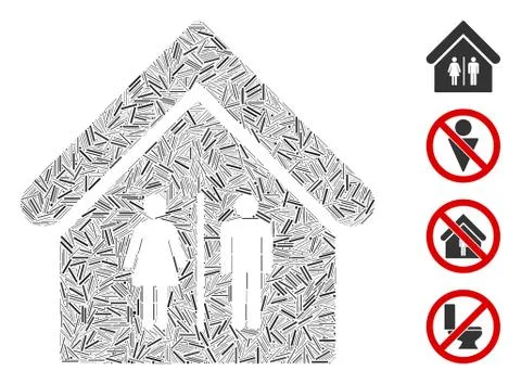 Linear Toilet Building Icon Vector Mosaic Ilustración de archivo