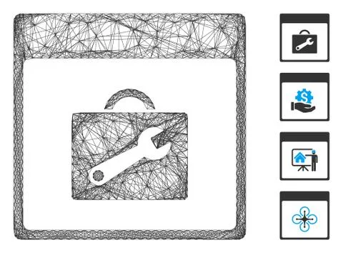 Linear Toolbox Calendar Page Vector Mesh Illustrazione stock