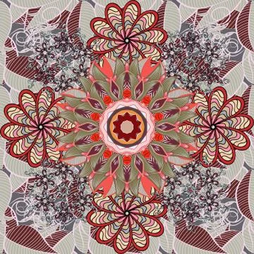 Linear trend style. Illustration colored pattern on a brown, gray and neutral co 스톡 일러스트