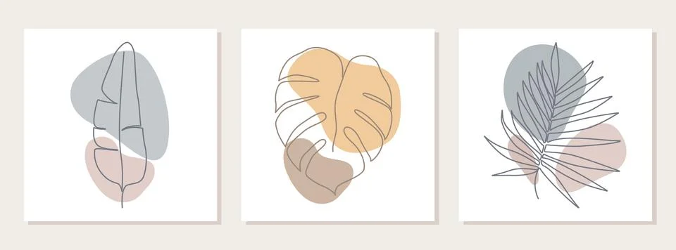 Linear tropical leaves Stock Illustration