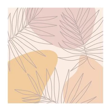 Linear tropical leaves Stock Illustration