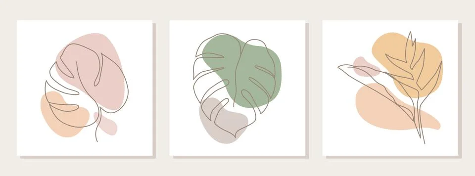 Linear tropical leaves Stock Illustration
