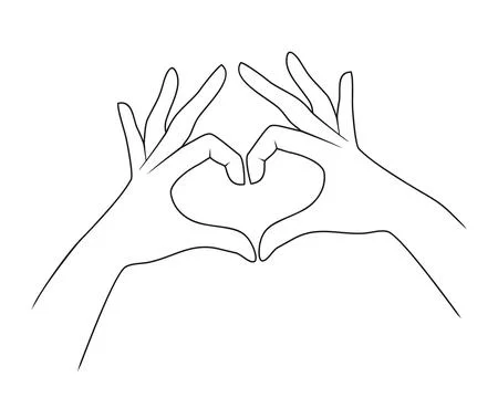 Linear two hands showing a heart sign on white background Stock Illustration