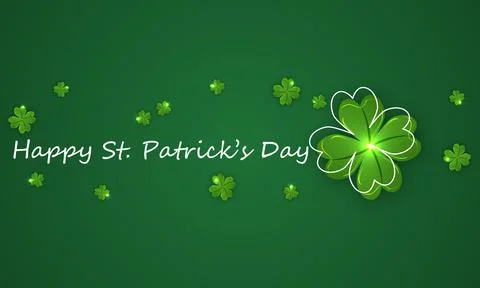 Linear typography lettering design St Patricks Day with clover Illustrazione stock