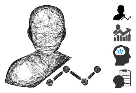 Linear User Analytics Vector Mesh Illustrazione stock