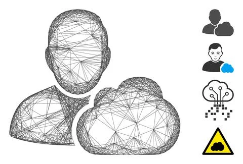Linear User Cloud Vector Mesh Illustrazione stock